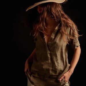 JAMES‎ PERSE Lightweight Linen Pull Over Top Size 1 Small